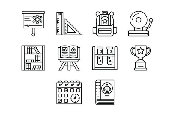 10 Education Outline Icons Bundle for Graphics and Digital Products