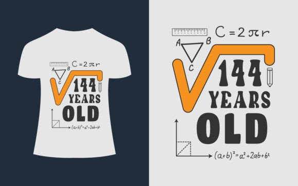 144 Years Old Math T-Shirt Design Review