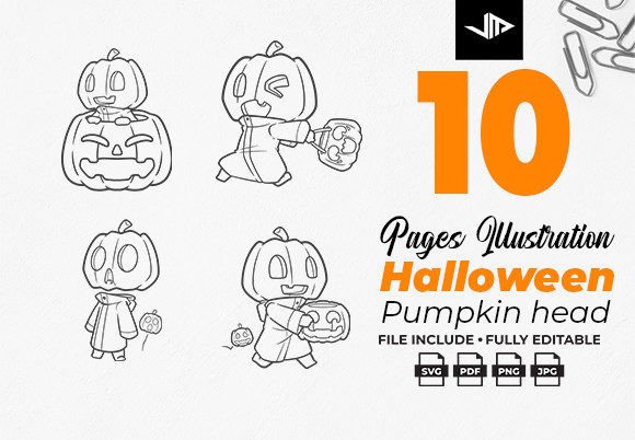 Coloring Pumpkin Head Halloween Graphics for Branding