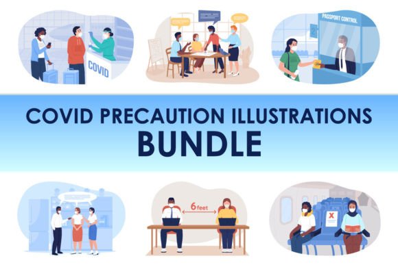 Covid Precaution Svg Illustration Bundle