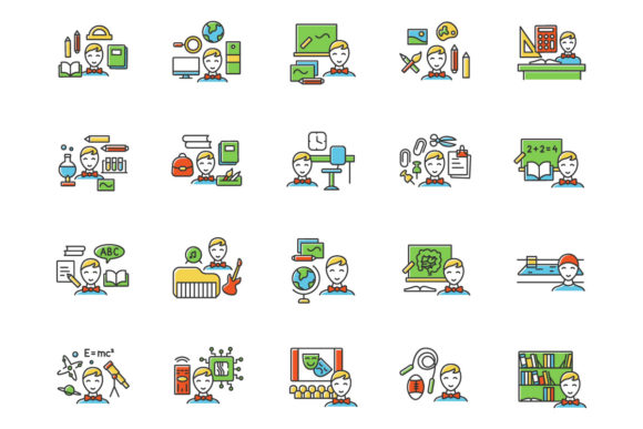 School Color Icons for Local Business Branding