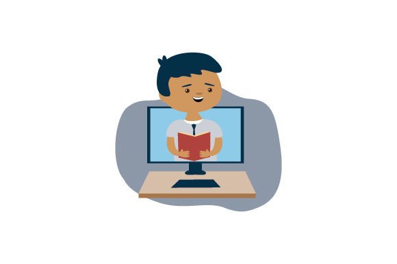 Teacher In Computer Screen For Crafts And School